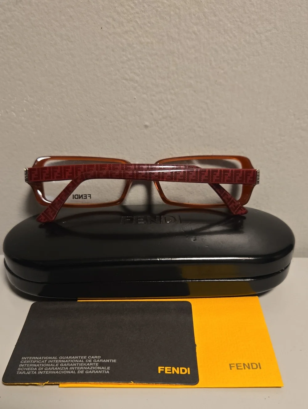 Fendi Women's Rectangular Amber Brown Optical Glasses